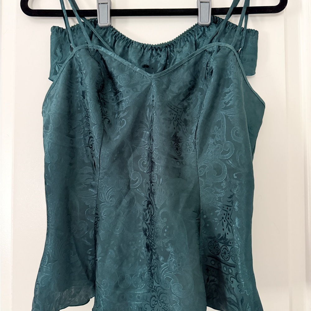 Victoria's Secret Gold Label Vintage Teal Floral Jacquard Lingerie Set
